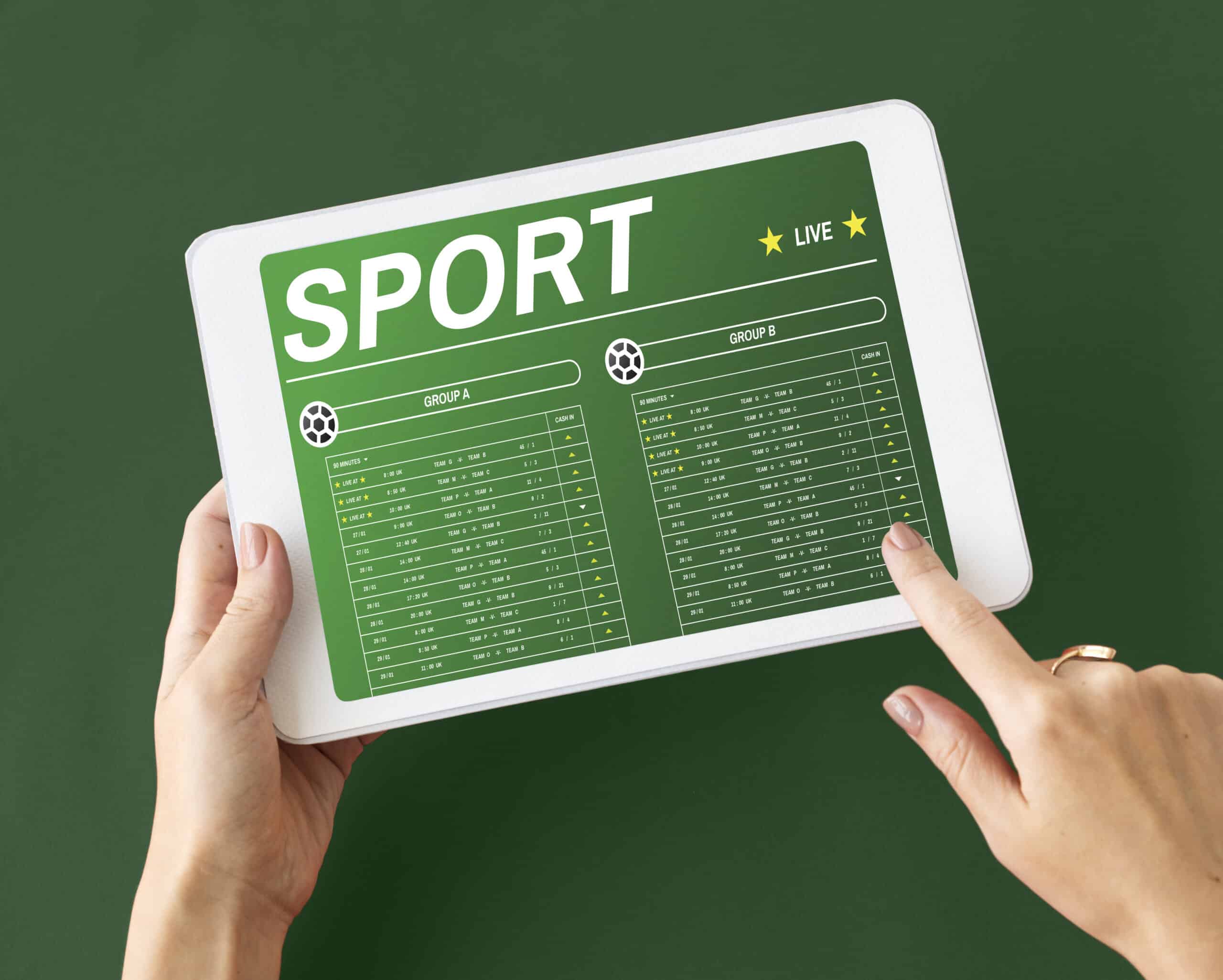 Tablet com apostas esportivas cash out